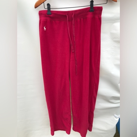 Polo Ralph Lauren Classic Red Velour Womens Sweatpants Pants Size S - Picture 1 of 7